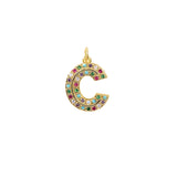 Sterling Silver Colorful Zircon Necklace with Initial Pendant for Women