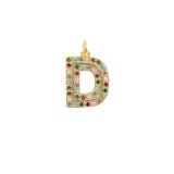Sterling Silver Colorful Zircon Necklace with Initial Pendant for Women