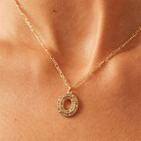 Sterling Silver Colorful Zircon Necklace with Initial Pendant for Women