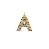 Sterling Silver Colorful Zircon Necklace with Initial Pendant for Women