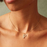 Sterling Silver Colorful Zircon Necklace with Initial Pendant for Women