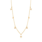 925 Silver Necklace Star Zircon Pearl Chain Choker for Women