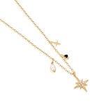 925 Silver Necklace Star Zircon Pearl Chain Choker for Women