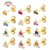925 Silver Colorful Zircon Cartilage Stud Earrings