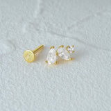 925 Silver Marquise Zirconia Stud Earrings, Ins Minimalism Design