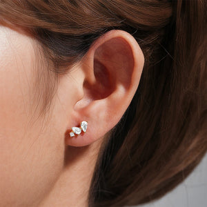 925 Silver Marquise Zirconia Stud Earrings, Ins Minimalism Design