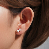 925 Silver Marquise Zirconia Stud Earrings, Ins Minimalism Design