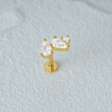 925 Silver Marquise Zirconia Stud Earrings, Ins Minimalism Design