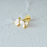 925 Silver Marquise Zirconia Stud Earrings, Ins Minimalism Design