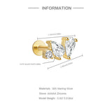 925 Silver Marquise Zirconia Stud Earrings, Ins Minimalism Design