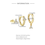 925 Silver Triple Zircon Hoop Earrings Set for Women