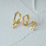 925 Silver Triple Zircon Hoop Earrings Set for Women
