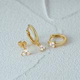 925 Silver Triple Zircon Hoop Earrings Set for Women