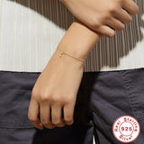 925 Silver A-Z Initial Micro Pave Zircon Letter Charm Bracelet Adjustable