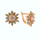925 Silver Olive Green Zircon Sunflower Hoop Earring for Women