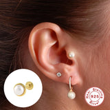 925 Silver Gemstone Pearl Earrings Butterfly Studs