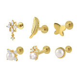 925 Silver Gemstone Pearl Earrings Butterfly Studs
