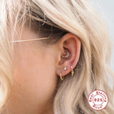 925 Silver Zircon Stud Earrings for Women - Cartilage Piercing Jewelry