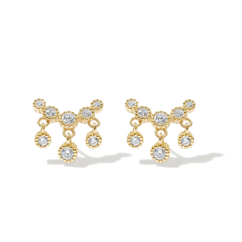 925 Silver Zircon Tassel Piercing Earring