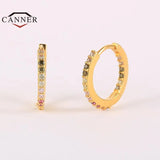 925 Silver Boho Zircon Ear Hoop Earrings Women Gift Jewelry