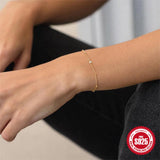 925 Silver Bracelet Zircon Beaded Bangle Adjustable Charm Bracelet Girl Party