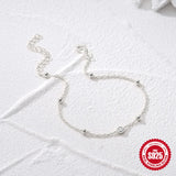 925 Silver Bracelet Zircon Beaded Bangle Adjustable Charm Bracelet Girl Party