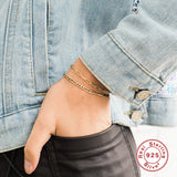 925 Silver Ins Paper Clip Chain Bracelet for Couples - Valentines Gift
