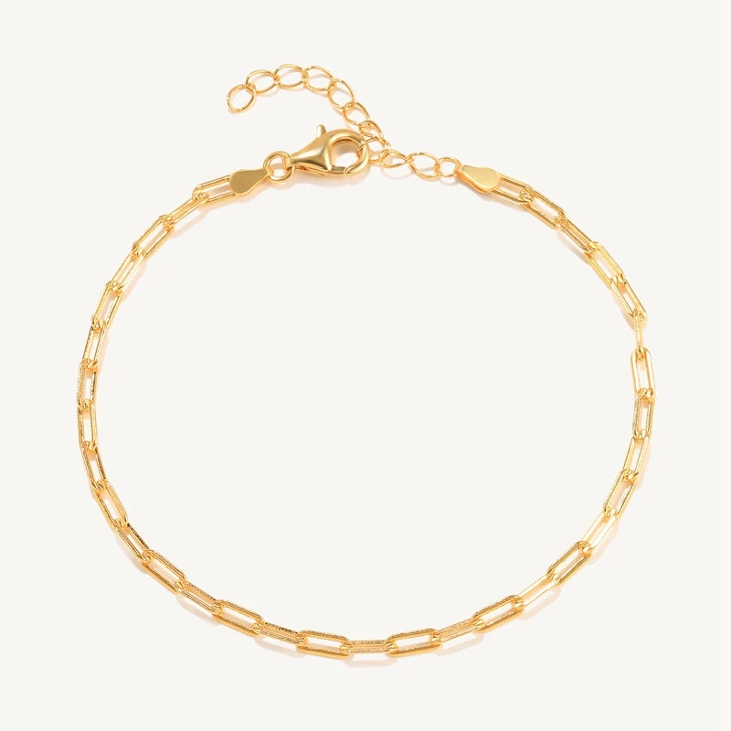 925 Silver Ins Paper Clip Chain Bracelet for Couples - Valentines Gift