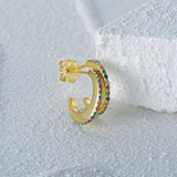 925 Silver C Moon Zirconia Stud Earrings for Women