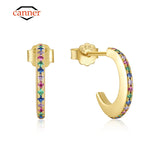 925 Silver C Moon Zirconia Stud Earrings for Women