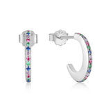 925 Silver C Moon Zirconia Stud Earrings for Women