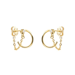 925 Silver C-Shaped Stud Earrings INS Chain Piercing Pendientes Plata