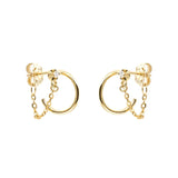925 Silver C-Shaped Stud Earrings INS Chain Piercing Pendientes Plata