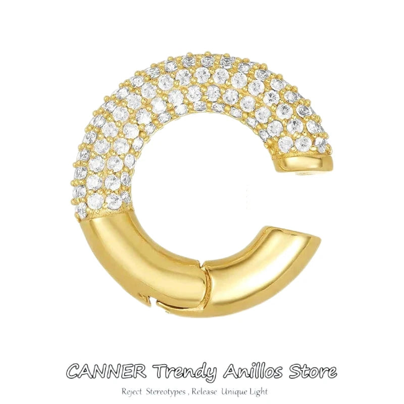925 Silver Full Zircon Bohemia CZ Clip Earrings