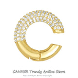 925 Silver Full Zircon Bohemia CZ Clip Earrings