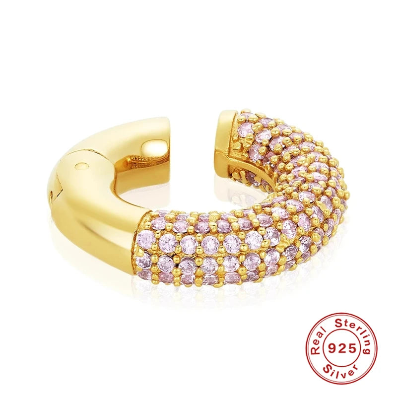 925 Silver Full Zircon Bohemia CZ Clip Earrings