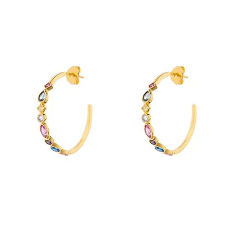 Colorful Zircon Stud Earrings for Women