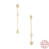 925 Silver CZ Love Heart Arrow Stud Earring