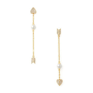 925 Silver CZ Love Heart Arrow Stud Earring