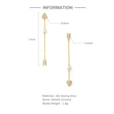 925 Silver CZ Love Heart Arrow Stud Earring
