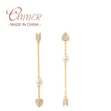 925 Silver CZ Love Heart Arrow Stud Earring