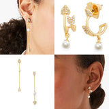 925 Silver CZ Love Heart Arrow Stud Earring