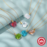 925 Silver Candy Ear Studs & Zircon Pendant Necklace Set for Women
