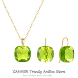 925 Silver Candy Ear Studs & Zircon Pendant Necklace Set for Women