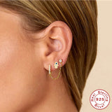 925 Silver CZ Eyes Snake Star Cartilage Earring
