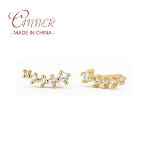 925 Silver Cartilage Earring Single Row Zircon Mini Stud Earrings for Women