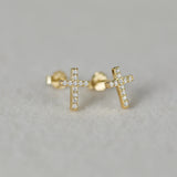 925 Silver Cross Stud Earrings Zircon Huggie Round Hoops