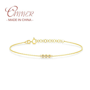 925 Silver Chain Bracelet Minimalist Zircon Charm Adjustable