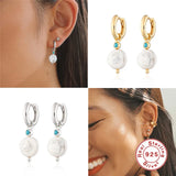 925 Silver Chain Earrings Pearl Drop Wedding Jewerly