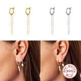 925 Silver Chain Earrings Pearl Drop Wedding Jewerly
